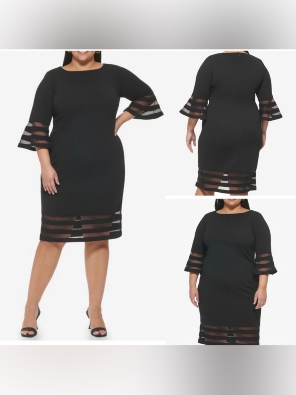 Calvin Klein Plus Size 22W Bell-Sleeve
Boat Neck Sheath Dress Black